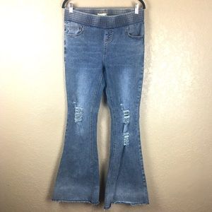 Turquoise Haven semi distressed bellbottom jeans